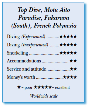 Rating for Top Dive, Motu Aito Paradise, Fakarava (South), French Polynesia