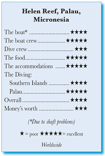 Rating for Helen Reef, Palau, Micronesia