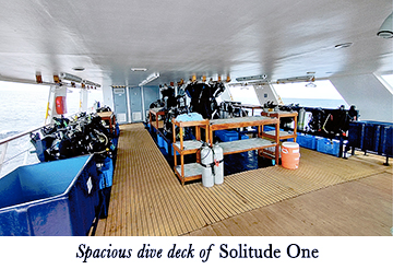 Spacious dive deck of Solitude One