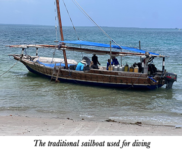 The traditional sailboat used for diving