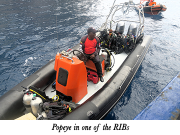 Popeye in one of the RIBs