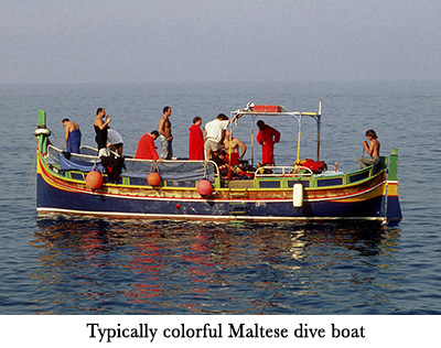 Typically colorful Maltese dive boat