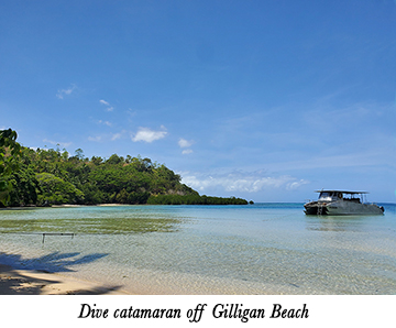 Dive catamaran off Gilligan Beach
