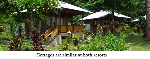 Cottages are similar at both resorts