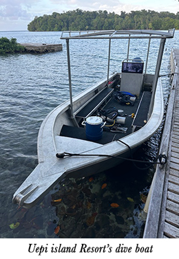 Uepi island Resort's dive boat